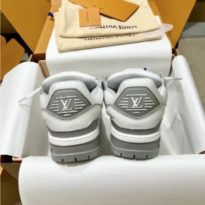 L*uis V*itton Men’s White and Grey Trainers - Image 6