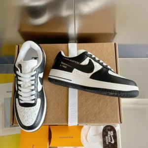 L*uis V*itton x Nike Air Force 1 Black White - Image 5