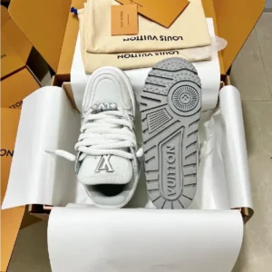 L*uis V*itton Men’s White and Grey Trainers - Image 4