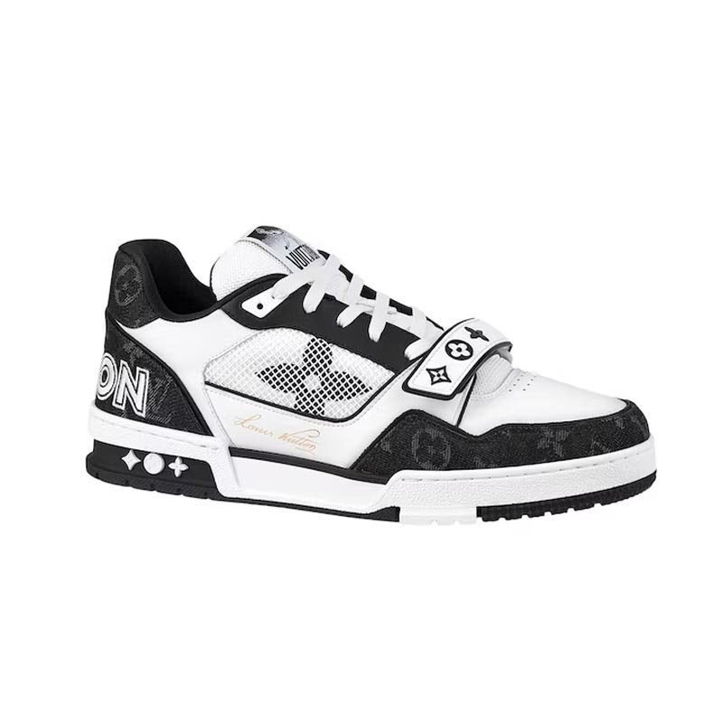 L*uis V*itton LV Trainer Velcro Strap Monogram Denim Black White