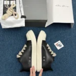 R*ck O*ens Strobe Leather Megalace Low Black Milk - Image 6