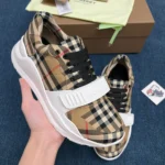 B*rberry Vintage Check Suede Biege White Sneaker - Image 2