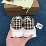 B*rberry Vintage Check Suede Biege White Sneaker - Image 9