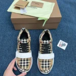 B*rberry Vintage Check Suede Biege White Sneaker - Image 4