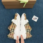 B*rberry Vintage Check Suede Biege White Sneaker - Image 8