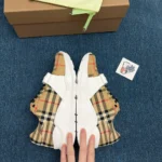 B*rberry Vintage Check Suede Biege White Sneaker - Image 6