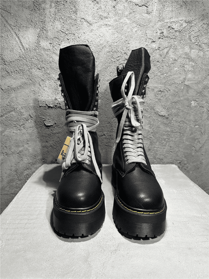 Dr. Martens x R*ck O*ens Strobe Calf Length BootBlack - Image 2