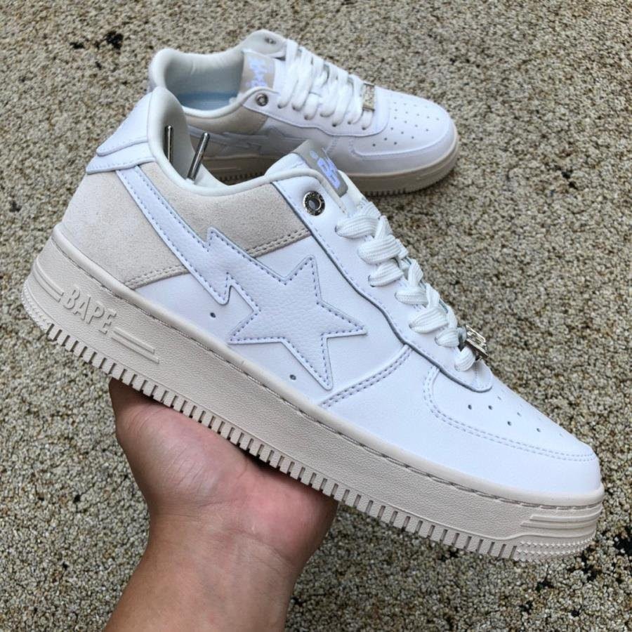 A Bathing Ape Bape Sta Low Suede Heel White - Image 4