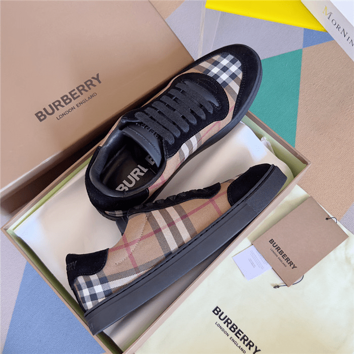 B*rberry Vintage Check Sneaker Beige Black - Image 7