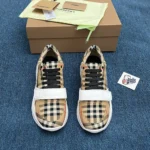 B*rberry Vintage Check Suede Biege White Sneaker - Image 3