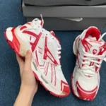 B*lenciaga Runner Sneaker White Red - Image 4