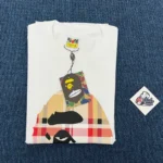 BAPE A Bathing Ape Check by Bathing Tee White/Beige - Image 3