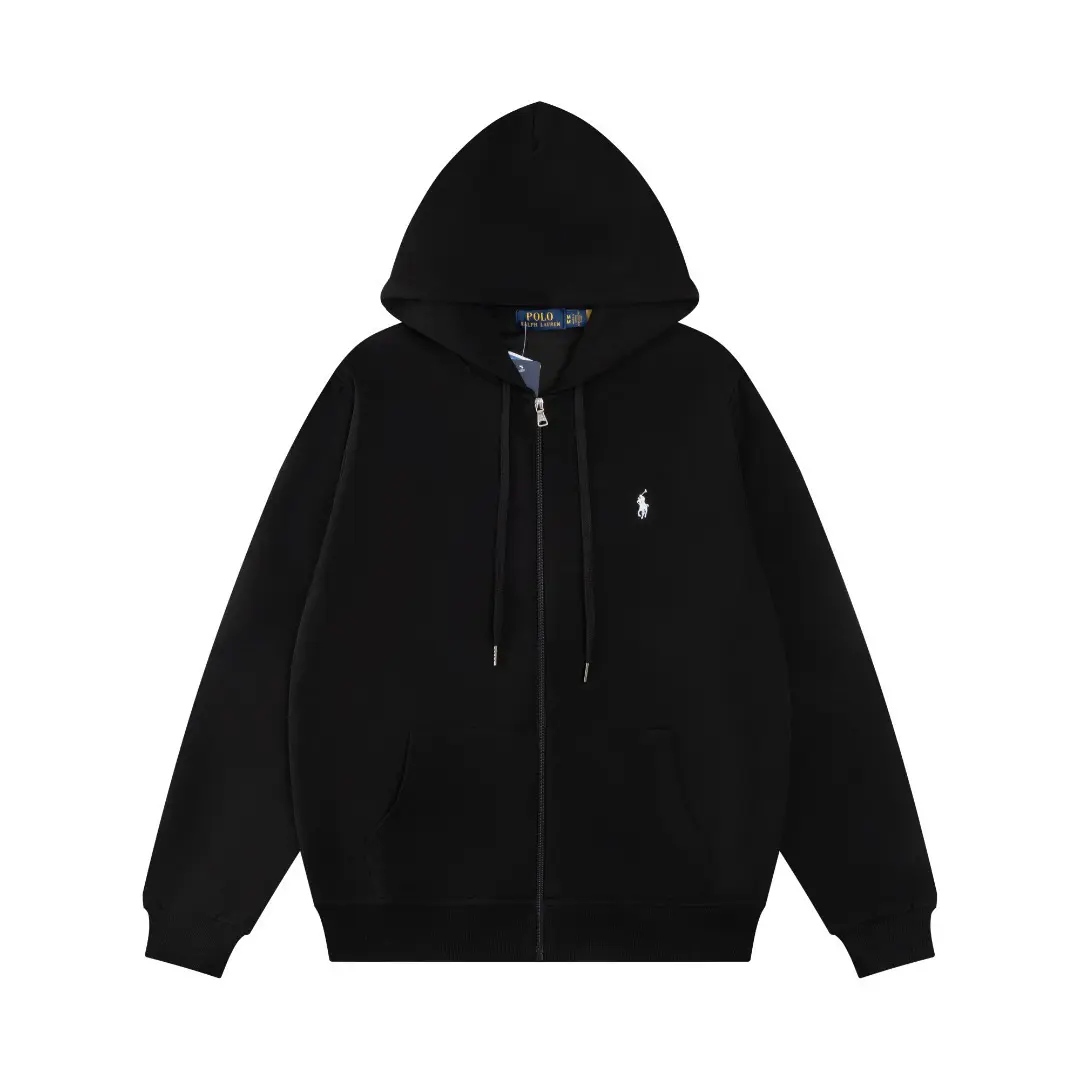 24751760903672_.pic_hd Polo Ralph Lauren Men's Double Knit Full-Zip Hoodie Sweatshirt Black - Image 1