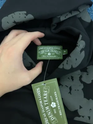 Denim Tears Cotton Wreath Hoodie Black Monochrome - Image 4