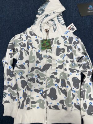 BAPE Space Camo Shark Full Zip Hoodie White - Image 3
