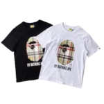BAPE A Bathing Ape Check by Bathing Tee White/Beige