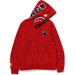 BAPE 30th Anniversary Line Camo Shark Full Zip Hoodie Red - Image 2