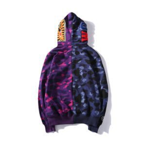 BAPE Color Camo 1/2 Shark Full Zip Hoodie Navy Camo - Image 2