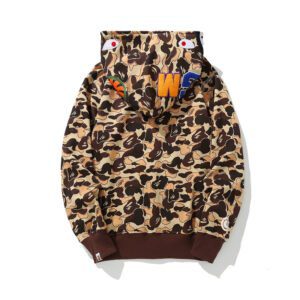 BAPE Cookie Camo 2 Shark Full Zip Hoodie Brown - Image 3