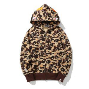 BAPE Cookie Camo 2 Shark Full Zip Hoodie Brown
