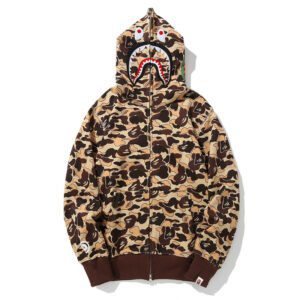 BAPE Cookie Camo 2 Shark Full Zip Hoodie Brown - Image 2