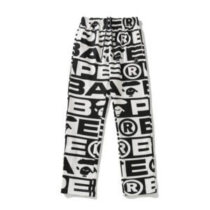 BAPE FW23 full-print letter series shark loose version trousers and sweatpants - Image 2