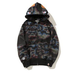 BAPE Honeycomb Transformation Camouflage Shark Hoodie Black & Pattern - Image 3