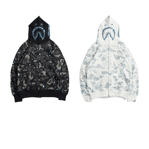 BAPE luminous starry sky hoodie black & white