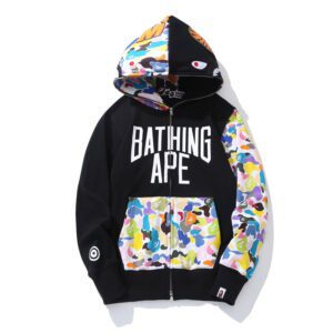 BAPE Multicolor Camouflage Shark Hoodie Black