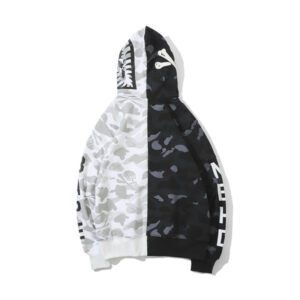 BAPE skull dark black and white color matching Hoodie - Image 2