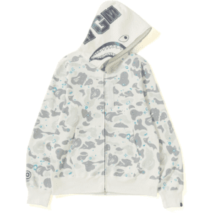 BAPE Space Camo Shark Full Zip Hoodie White