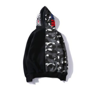 BAPE Space Camo Shark WGM Full-Zip Spliced Hoodie Black & White - Image 3