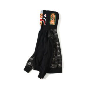 BAPE tiger head double hood camouflage patchwork hoodie - Image 4