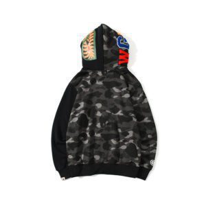 BAPE tiger head double hood camouflage patchwork hoodie - Image 3