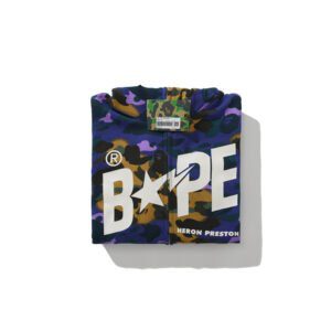 BAPE x Heron Preston Mix 1st Camo Shark Relaxed Fit Full Zip Hoodie Purple - Image 12