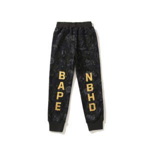 BAPE x NBHD joint style shark head black and gold trousers - Image 2