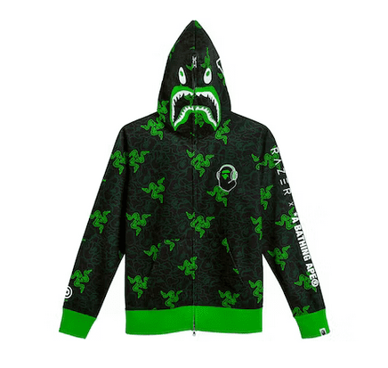 BAPE x Razer Neon Camo Shark Full Zip HoodieBlack Green