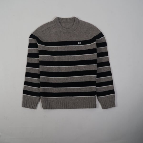 CREW NECK SWEATER IN STRIPED WOOL LIGHT REY/BLACK 2AE4B896T.06BK