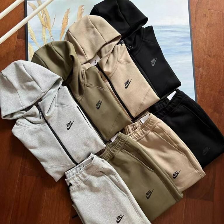 Nike Sportswear Tech Fleece Hoodie & Joggers Pant Set Black/Grey/Army Green/Khaki YZ FB7922 8002