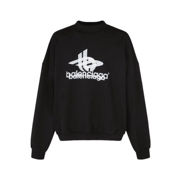 LAYERED SPORTS ROUND SWEATSHIRT OVERSIZED IN BLACK/WHITE 767860TPVF31070