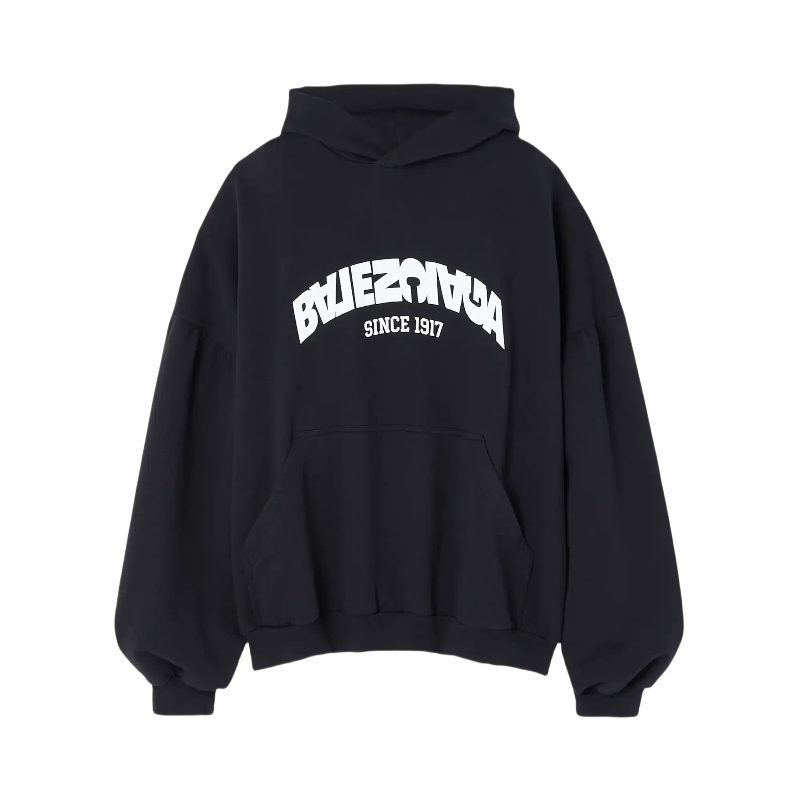 w2000_a3-4_q60 BACK FLIP ROUND HOODIE OVERSIZED IN BLACK/WHITE 761458TPVG11070 - Image 1