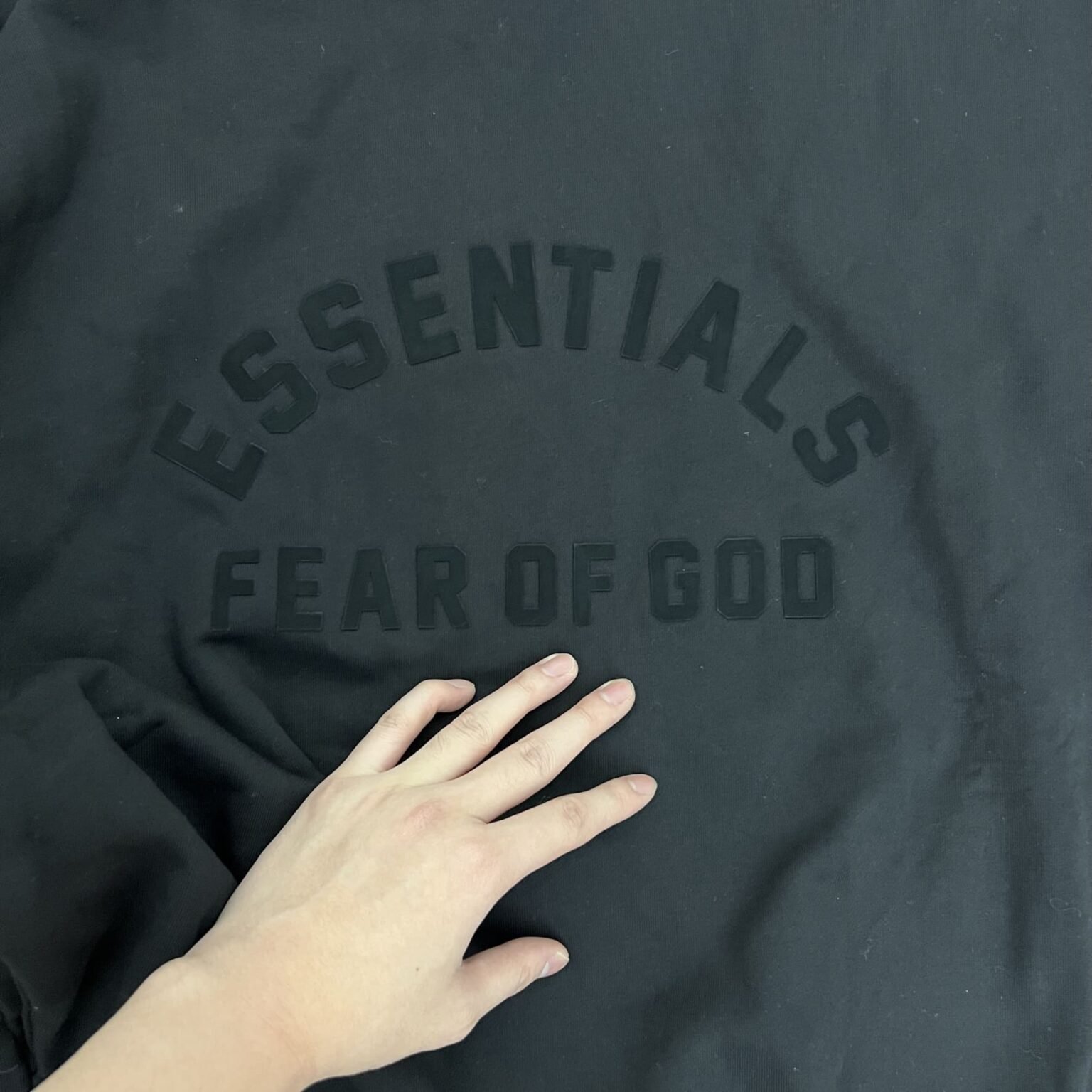 Fear of God Essentials Arch Logo Hoodie Jet Black - Image 7