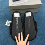 Balenciaga Black Furry Slides - Image 7