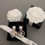 Chanel Square Diamond Heart Stud Earrings - Image 3