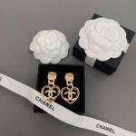 Chanel Square Diamond Heart Stud Earrings - Image 2