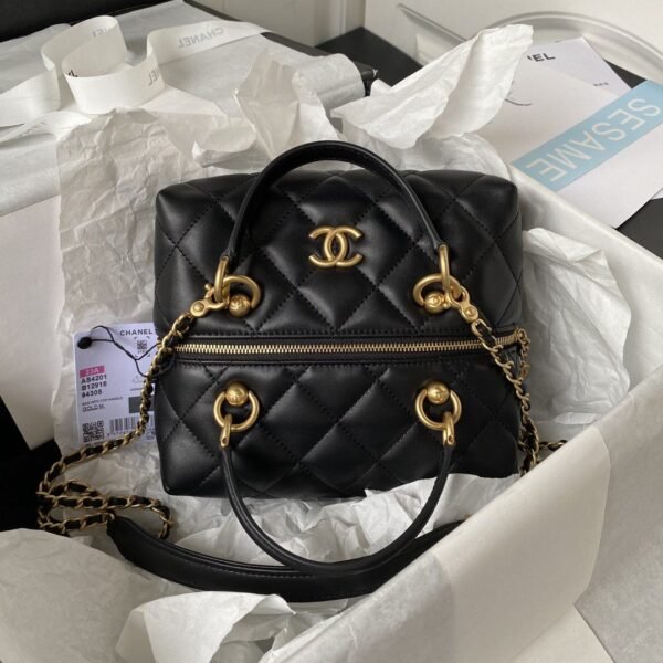 Chanel 23A Premium Handmade Sheepskin Portable Lunch Box Bag AS4201, Top Qualit Size:5.5