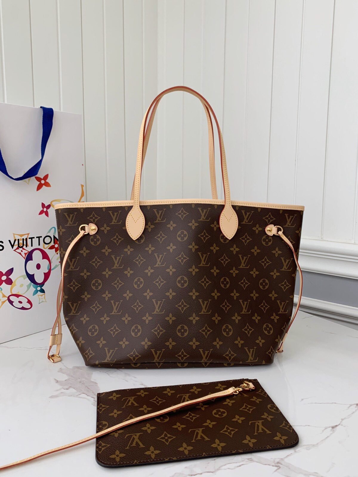 Louis Vuitton NEVERFULL Apricot Medium Shopping Bag M40995, Top Qualit Size: * * 14cm - Image 1