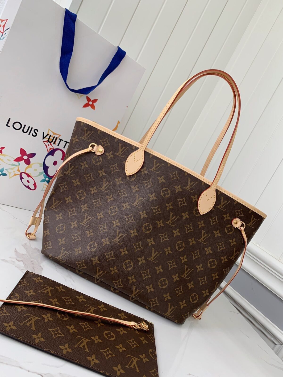 Louis Vuitton NEVERFULL Apricot Medium Shopping Bag M40995, Top Qualit Size: * * 14cm - Image 2