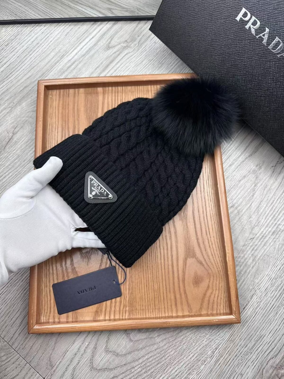 Prada plush ball knitted hat - Image 4