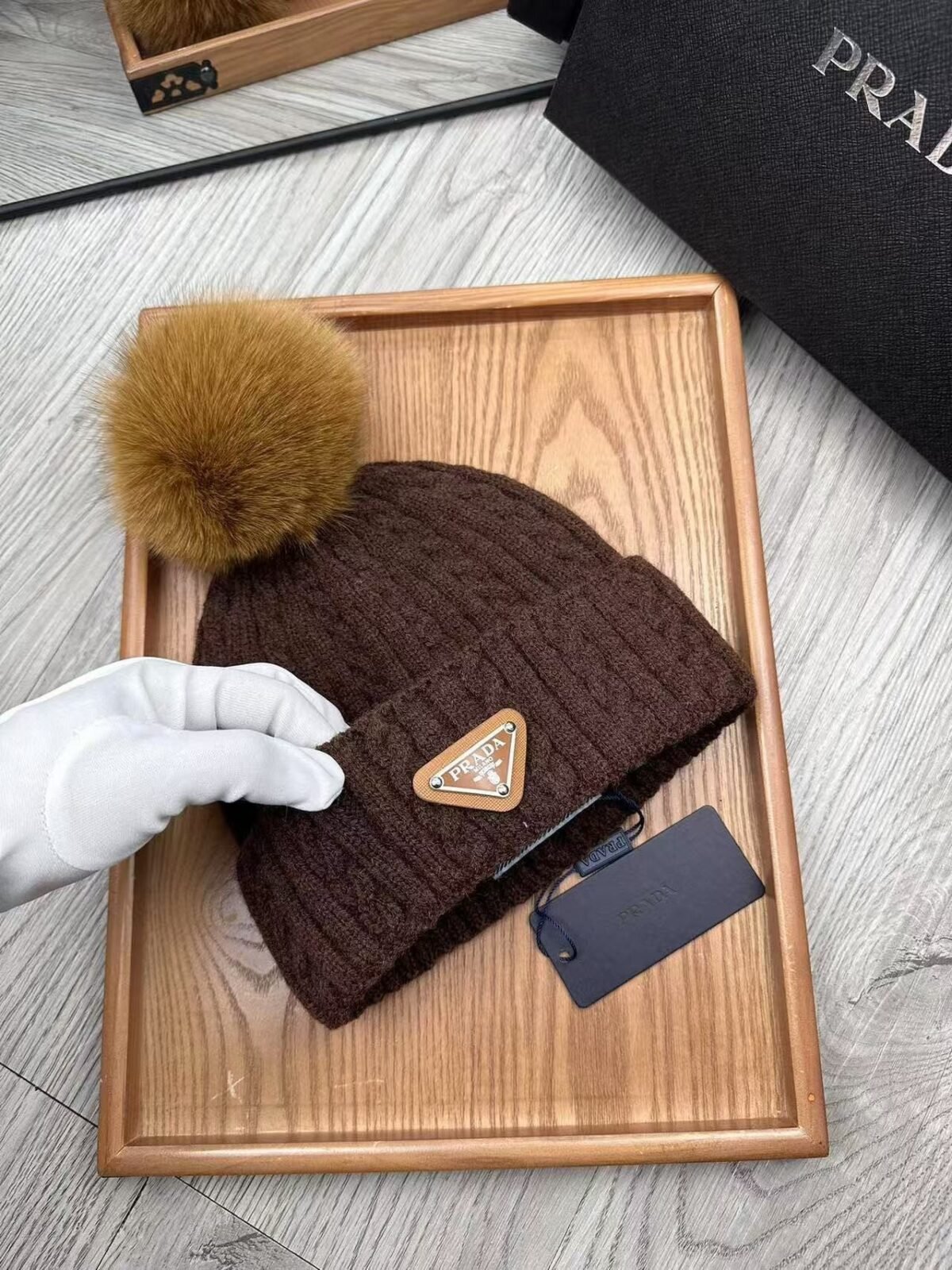 Prada plush ball knitted hat - Image 6